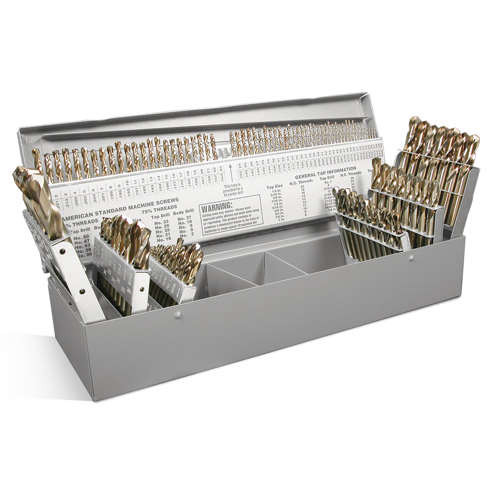 115 piece cobalt screw machine length drill bit set