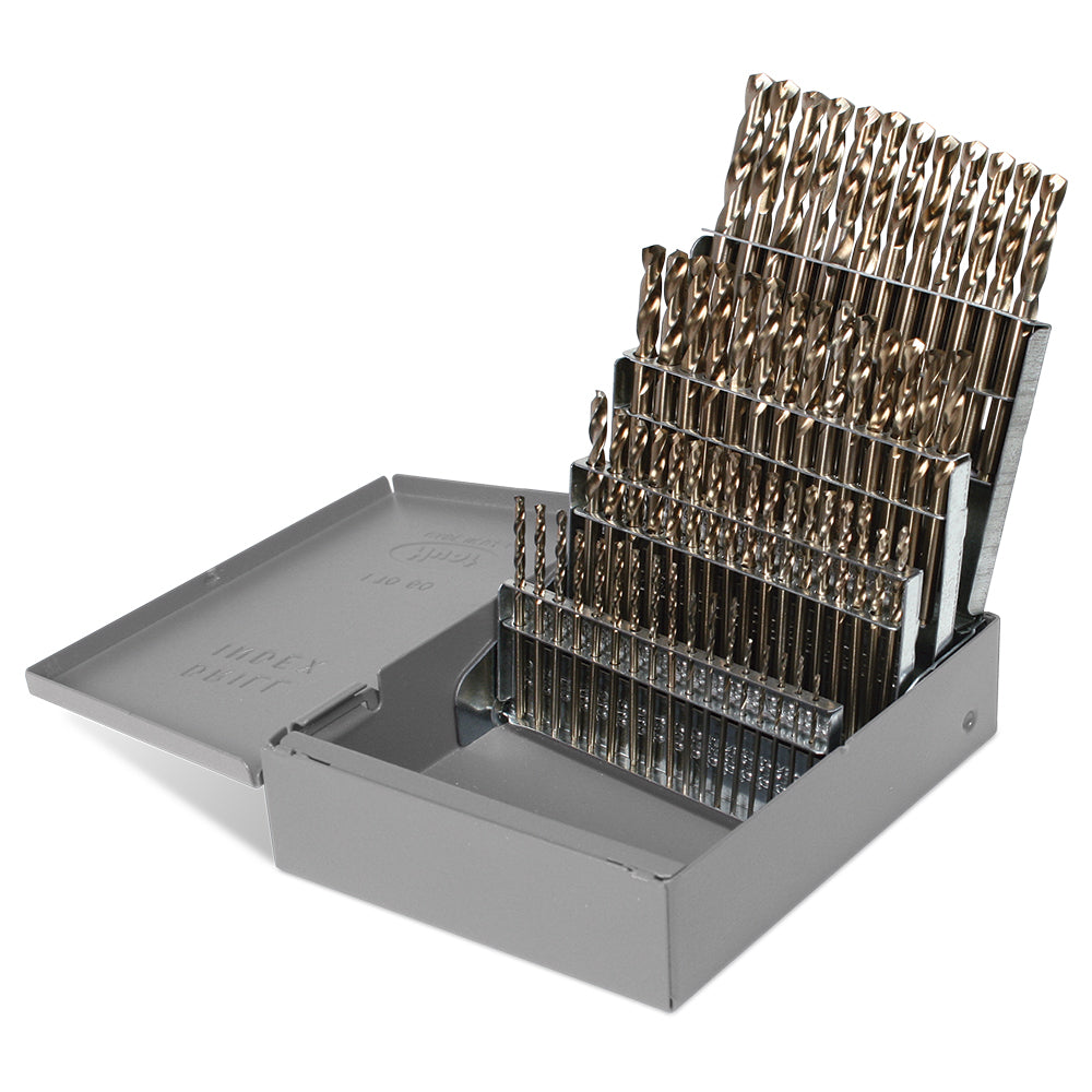 60 piece cobalt screw machine length drill bit set